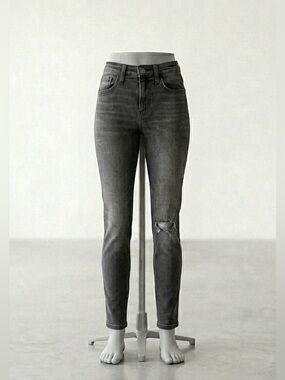 Flying Monkey Faded Black Straight Slim Leg Distressed Jeans Size 26